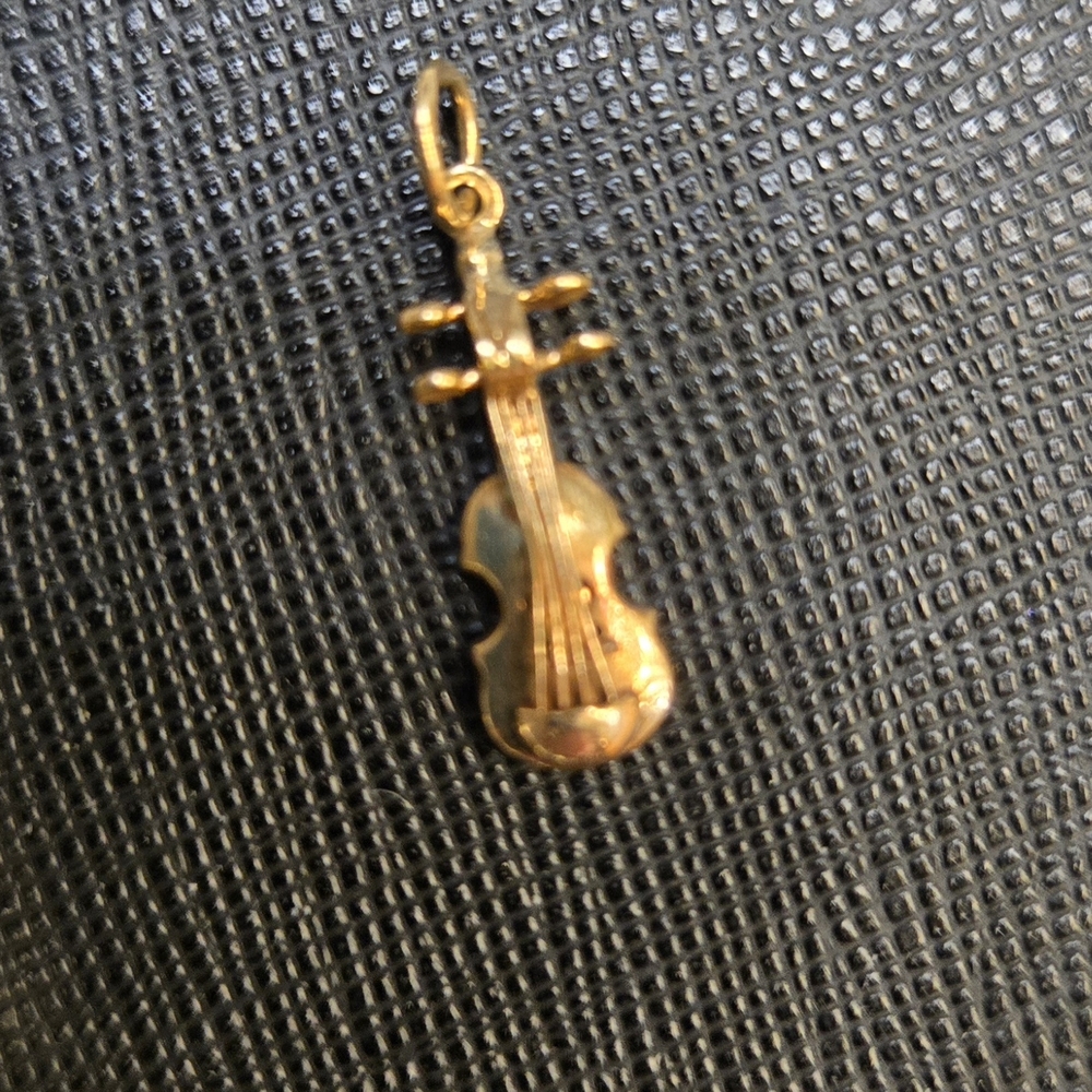 18K Gold Violin Charm Pendant